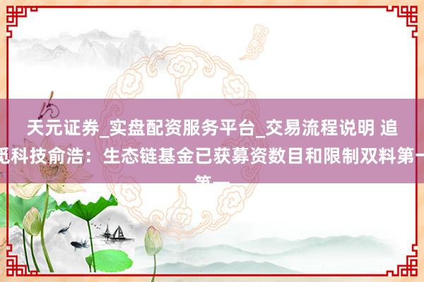 天元证券_实盘配资服务平台_交易流程说明 追觅科技俞浩：生态链基金已获募资数目和限制双料第一