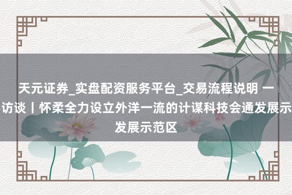 天元证券_实盘配资服务平台_交易流程说明 一霸手访谈丨怀柔全力设立外洋一流的计谋科技会通发展示范区