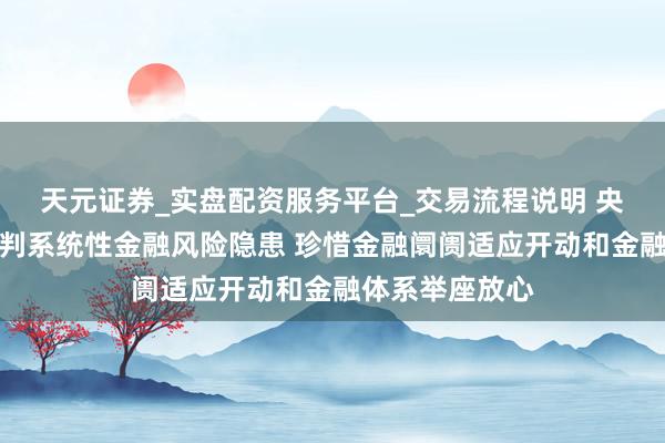 天元证券_实盘配资服务平台_交易流程说明 央行：前瞻性研判系统性金融风险隐患 珍惜金融阛阓适应开动和金融体系举座放心