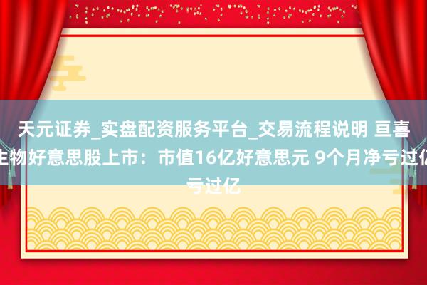 天元证券_实盘配资服务平台_交易流程说明 亘喜生物好意思股上市：市值16亿好意思元 9个月净亏过亿